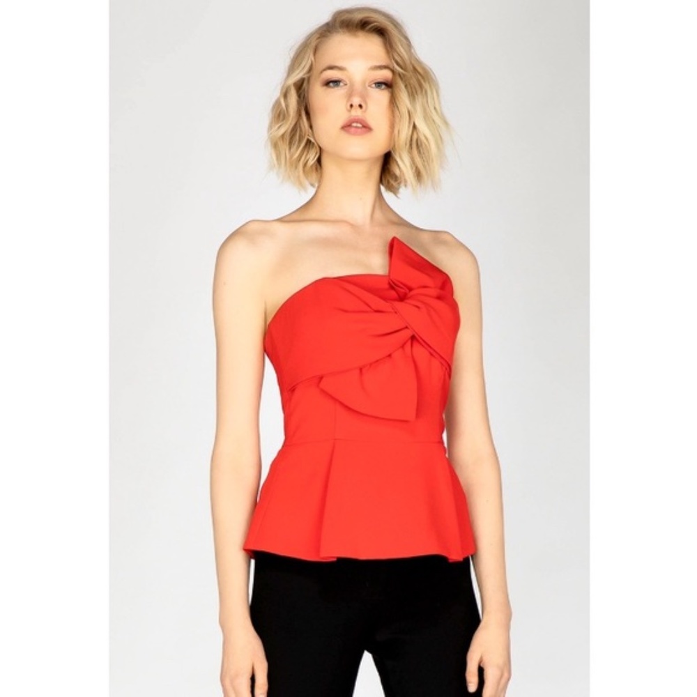 Adelyn Rae Red Strapless Bow Top - Picture 2 of 6